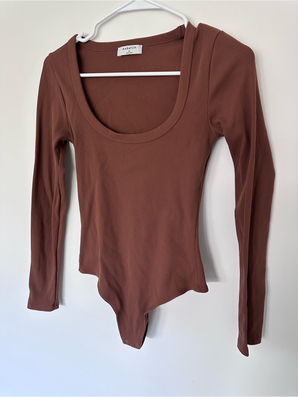 Babaton Aritzia ribbed long sleeve thong bodysuit M